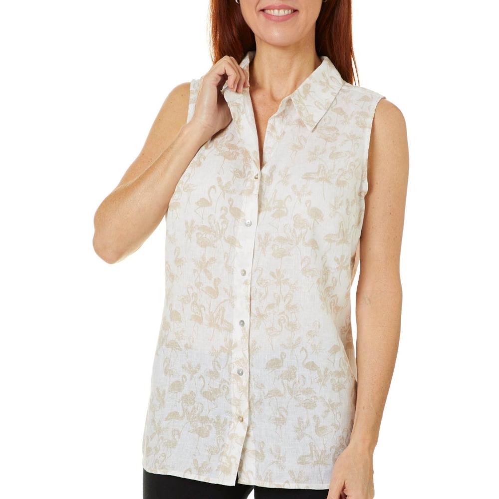 🦩 Button Down Sleeveless Tank Top NEW
